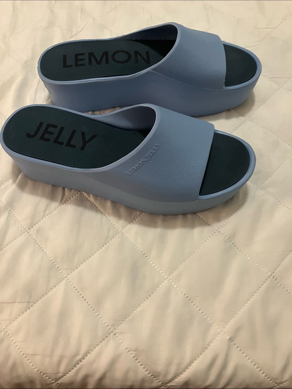 Lemon Platform Slide Sandals - Light Blue